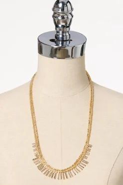 Gold Bar Bead Layered Necklace