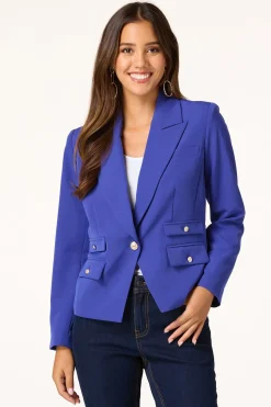 Gold Button Blue Blazer
