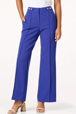 Gold Button Blue Trouser Pants