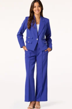 Gold Button Blue Trouser Pants
