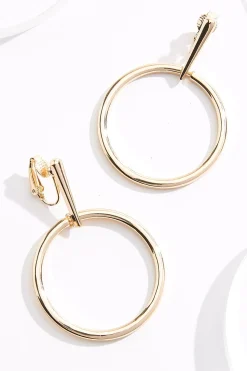 Gold Circle Post Clip- On Earrings