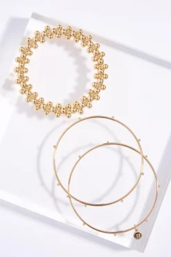 Gold Cluster Ball Bracelet Set