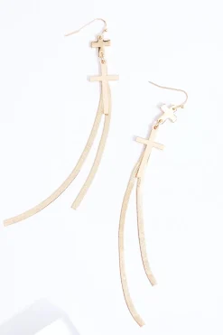 Gold Cross Snake Chain Earrings