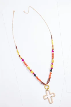 Gold Cutout Cross Pendant Necklace