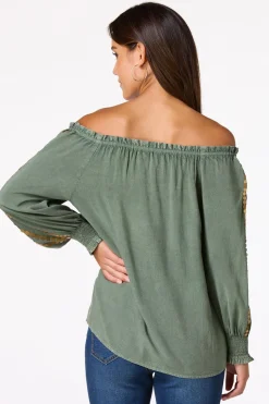 Gold Disc Embellished Poet Top
