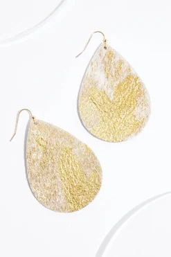 Gold Foiled Fur Tear Earrings