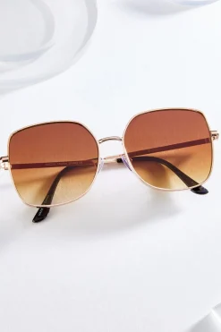 Gold Metal Square Sunglasses