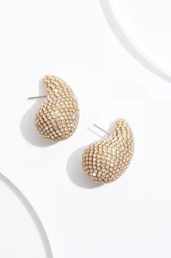 Gold Pave Rhinestone Earrings