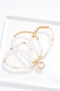 Gold Pearl Multi Row Bracelet