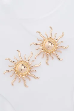 Gold Sun Clip- On Earrings