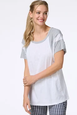 Gray Panel Eyelet Tunic