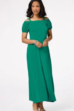 Green Cold Shoulder Maxi Dress