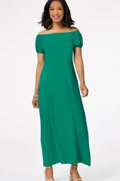 Green Cold Shoulder Maxi Dress