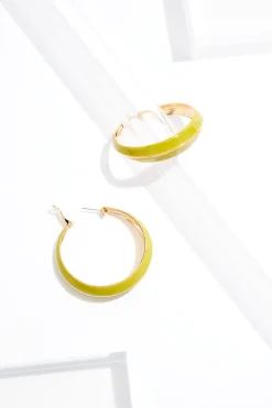 Green Enamel Hoop Earrings