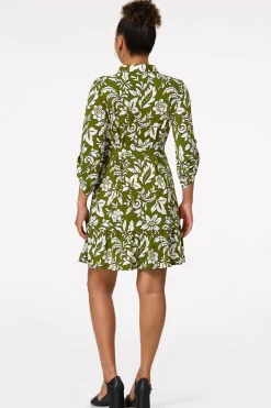 Green Floral Shirt Dress