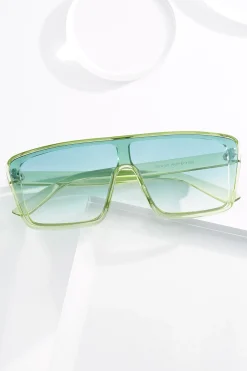 Green Frame Shield Sunglasses