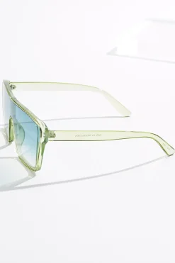 Green Frame Shield Sunglasses