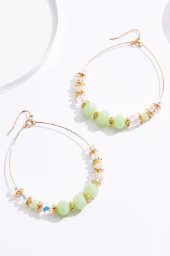 Green Glass Wire Tear Earrings