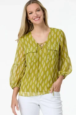 Green Lace Up Top