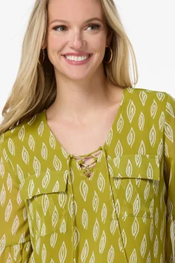 Green Lace Up Top