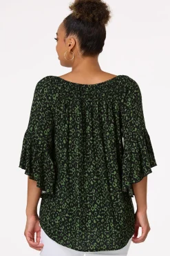 Green Leopard Poet Top