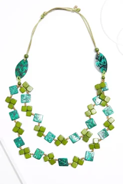 Green Mix Layered Adjustable Necklace