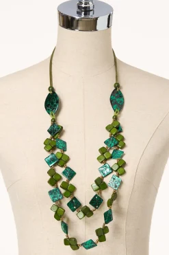 Green Mix Layered Adjustable Necklace