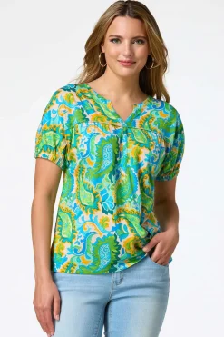 Green Paisley Top