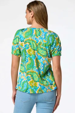 Green Paisley Top