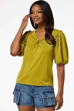 Green Puff Sleeve Top