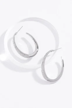 Half Studded Open Oval Hoops