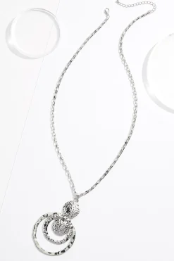 Hammered Disc Ring Pendant Necklace