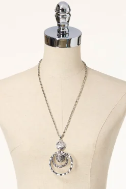 Hammered Disc Ring Pendant Necklace