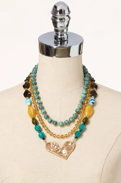 Heart Pendant Chunky Bead Necklace