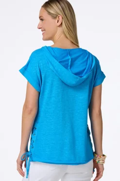 Hooded Lace Up Top