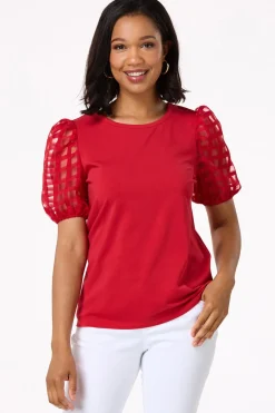 Illusion Check Sleeve Top