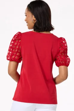 Illusion Check Sleeve Top