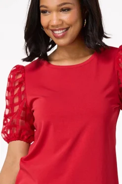 Illusion Check Sleeve Top