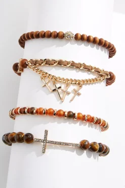 Inspirational Wood Stretch Bracelet Set