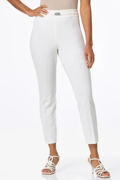 Ivory Belted Ankle Pants
