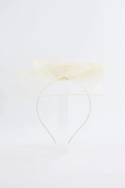 Ivory Feather Pearl Veil Fascinator
