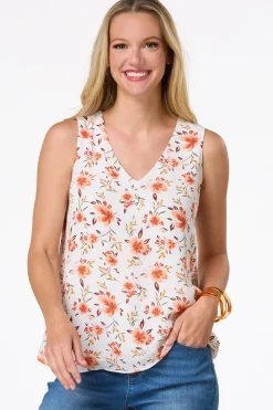 Ivory Floral Layered Tank
