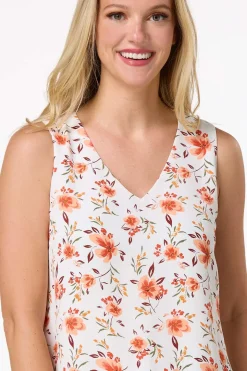 Ivory Floral Layered Tank