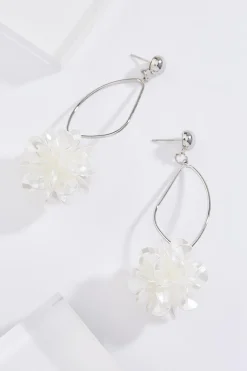 Ivory Flower Petal Dangle Earrings