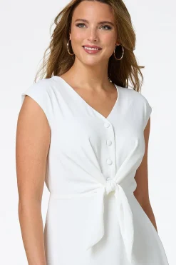 Ivory Knotted Waist Dress
