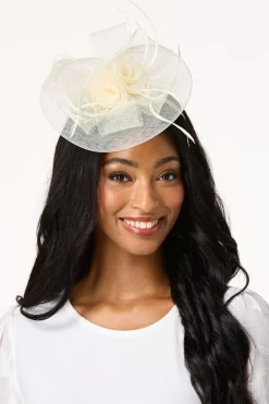 Ivory Rosette Feather Fascinator