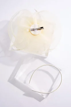 Ivory Rosette Feather Fascinator