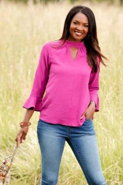Keyhole Mock Neck Top