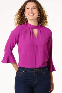 Keyhole Mock Neck Top