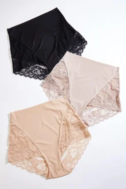 Lace Panel Brief Panty Set